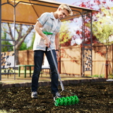 Rolling Lawn Aerator with 30 Spikes and 100 cm Handle – Spiked Roller for Healthier Soil, Dark Green