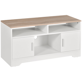 White TV stand with cabinets