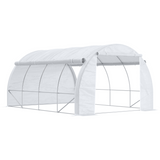 Outsunny 4 x 3 x 2m Walk-in Polytunnel Greenhouse with Steel Frame, Roll-Up Sides & 8 Windows, White