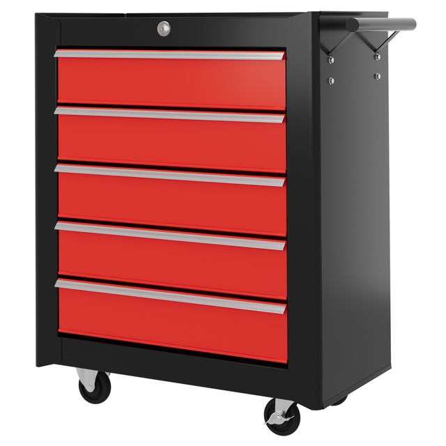 Red 5-drawer lockable tool chest