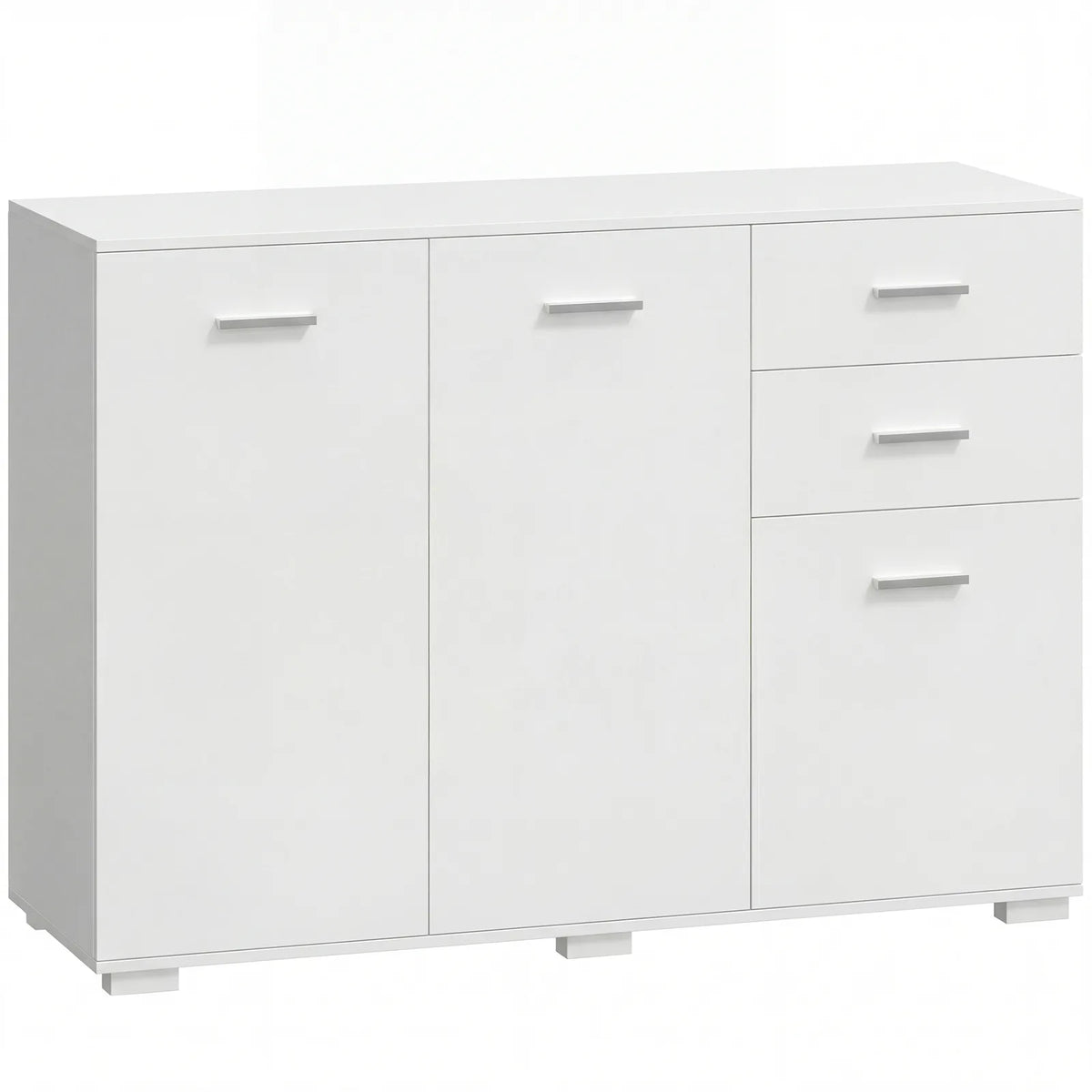 HOMCOM Modern Sideboard with 2 Drawers, 3 Doors and Adjustable Shelves – Kitchen and Dining Storage Cabinet, White