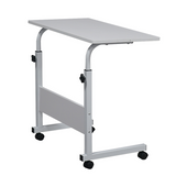 Removable E1 Chipboard & Steel Side Table with Adjustable Height – Home & Office, White, 80 x 40 cm