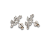Aye Do Gifts Cubic Zirconia Silver Leaf Stud Earrings – Sterling Silver Plated Jewellery Gift for Her