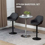 Set of 2 Adjustable Swivel Bar Stools with PU Leather Seat, Gas Lift & Footrest – Kitchen Bar Chairs, Black