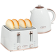 HOMCOM white kettle and 4-slice toaster set