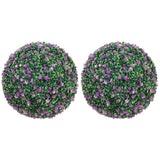 HOMCOM Set of Two Artificial Boxwood Balls Plants – Purple