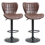 HOMCOM Adjustable Swivel PU Leather Bar Chairs with Backrest & Footrest – Set of 2, Brown