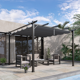 Aluminium Pergola Gazebo with Retractable Sliding Canopy – Adjustable Garden & Patio Shade, Grey