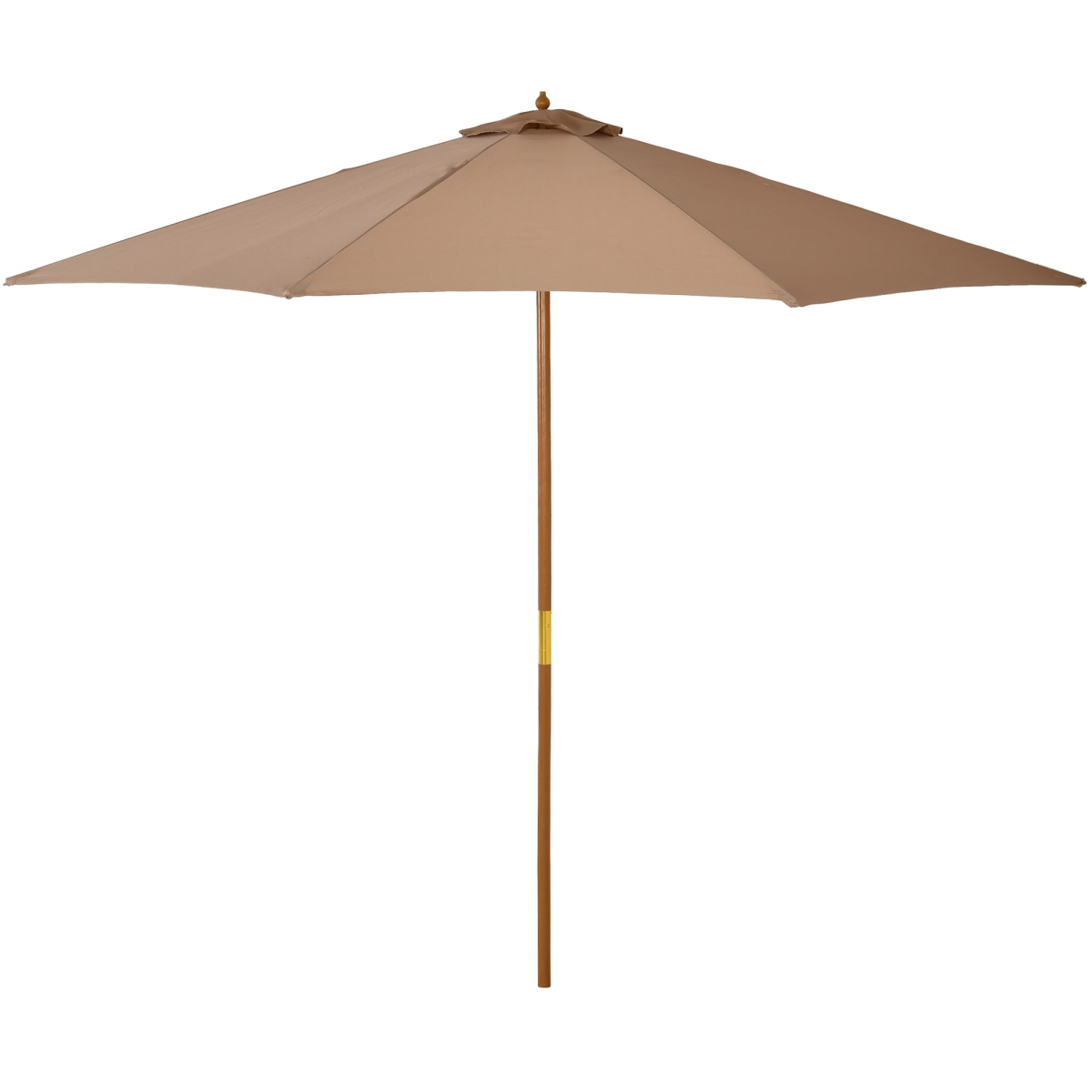 Outsunny 3m Wooden Garden Parasol with Bamboo Ribs & Pull-Rope Pulley – Tilting Sun Shade Umbrella, Khaki