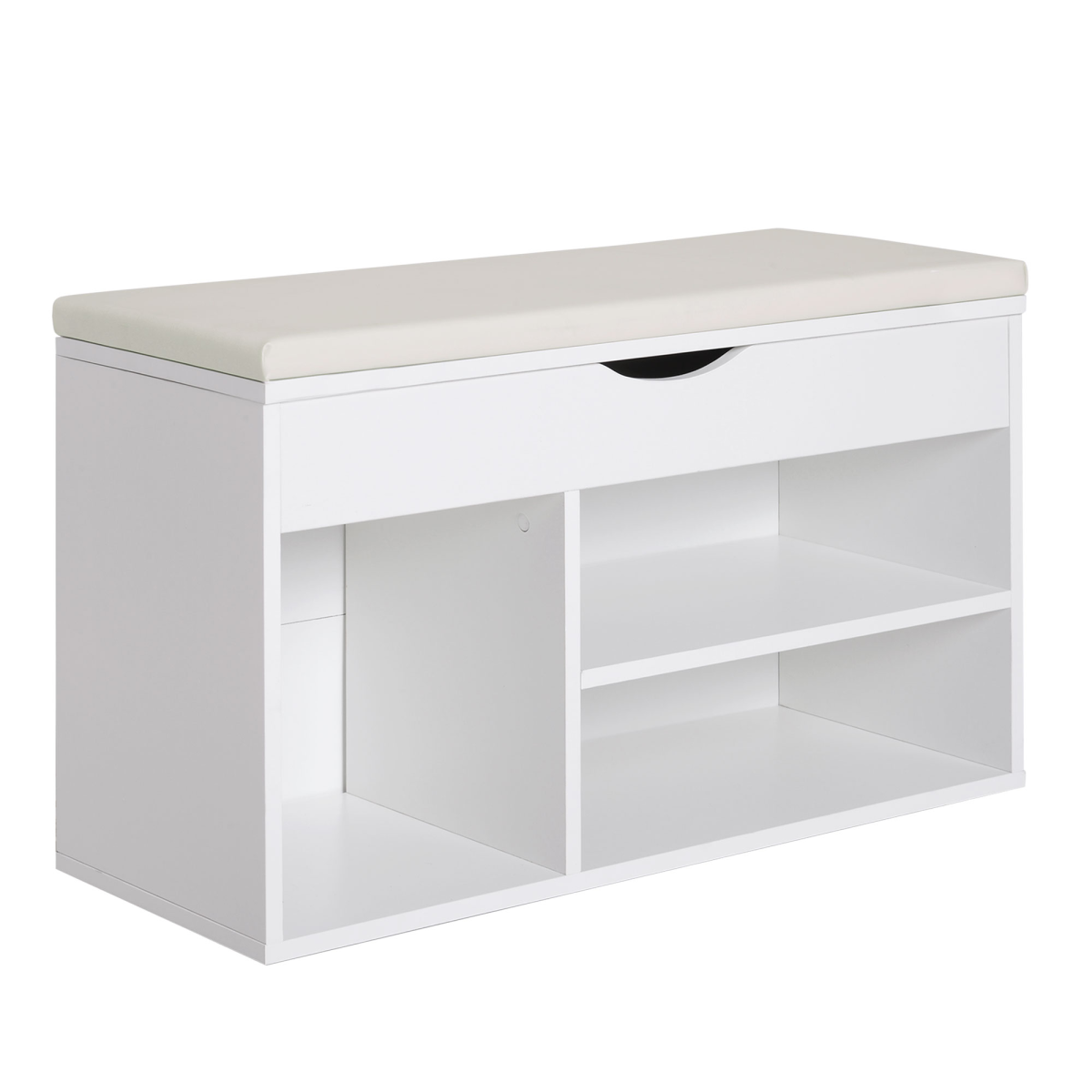 HOMCOM Wooden Shoe Cabinet Bench with Hidden Storage & Padded Seat, White
