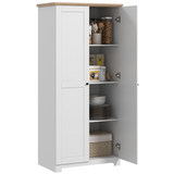 Wooden Storage Cabinet with 2 Doors & 4 Shelves – 172cm Kitchen Pantry Cupboard, White