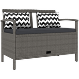 Outsunny 160L Rattan Garden Storage Bench with Cushioned Seat & Pillow Back – 2-in-1 Outdoor Seating, Grey