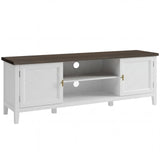 HOMCOM Farmhouse TV Unit for TVs up to 42 Inch with 2 Cabinets and 2 Open Shelves – Media Storage