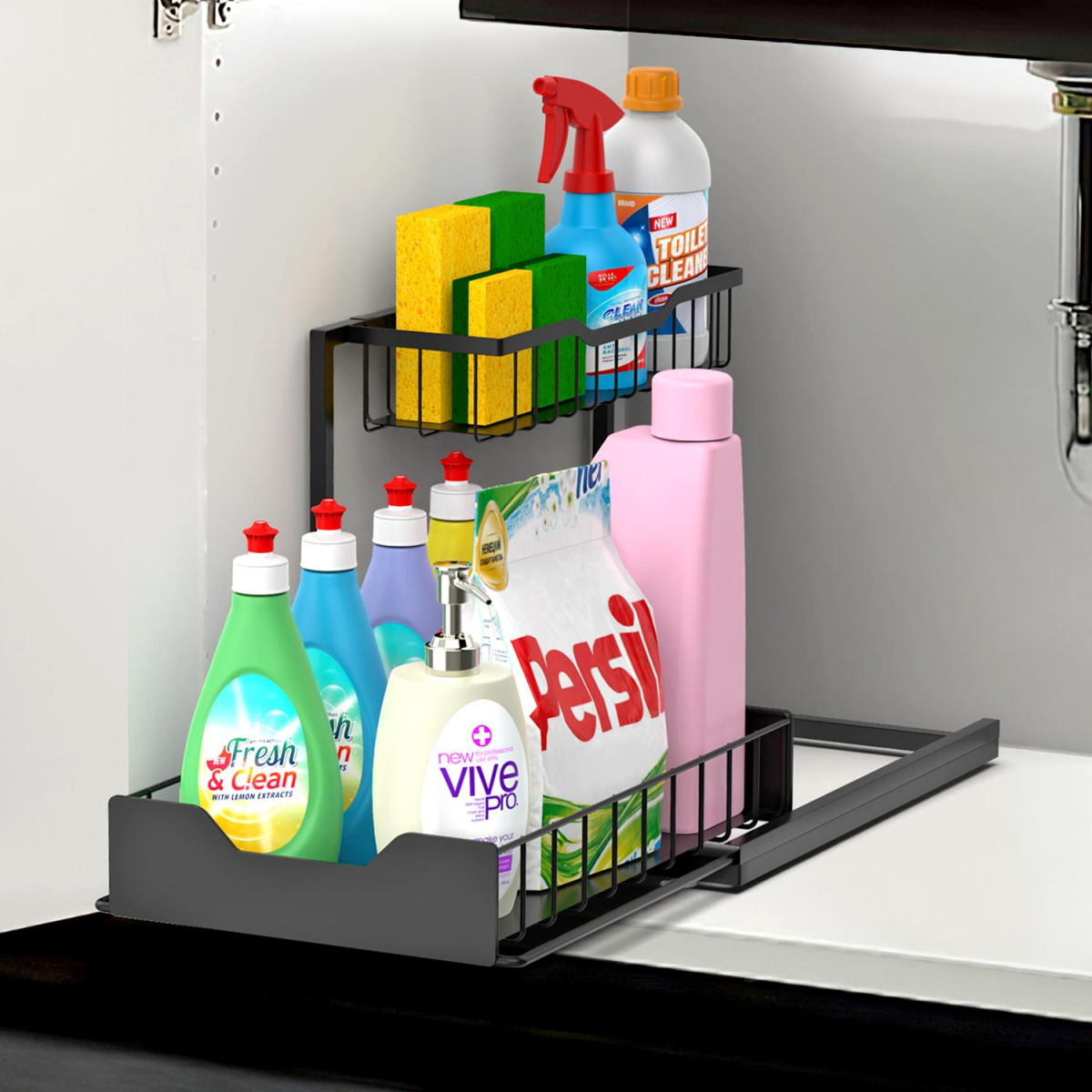 Metal under sink storage organiser
