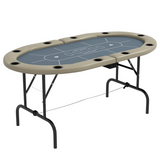 SPORTNOW 10 Player Folding Poker Table with Cup Holders, Cushioned Edge & Steel Base – 178cm Card Table