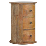 Artisan Furniture 3 Drawer Drum Chest – Handcrafted Solid Fruitwood Chest of Drawers, Brown