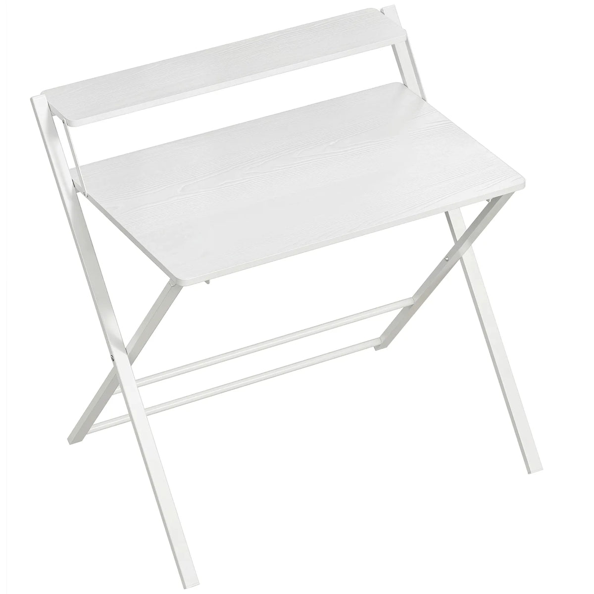 HOMCOM Compact Folding Desk with Storage Shelf – Space-Saving Home Office Computer Desk, White
