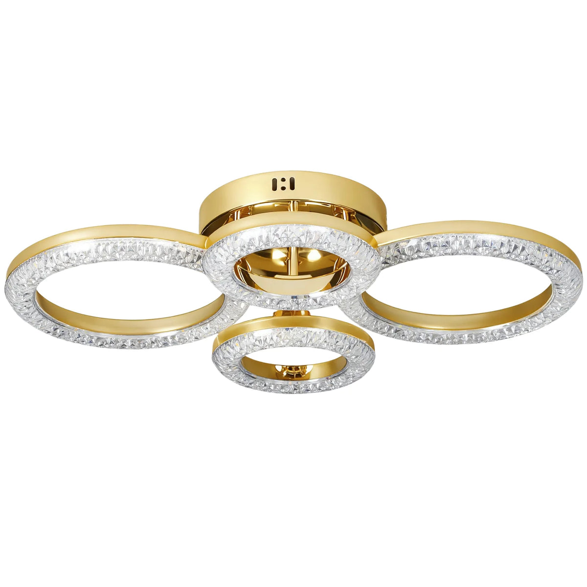 HOMCOM 4-Ring LED Flush Mount Ceiling Light with 3 Colour Temperatures – Modern Lighting, Gold Tone