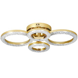 HOMCOM 4-Ring LED Flush Mount Ceiling Light with 3 Colour Temperatures – Modern Lighting, Gold Tone
