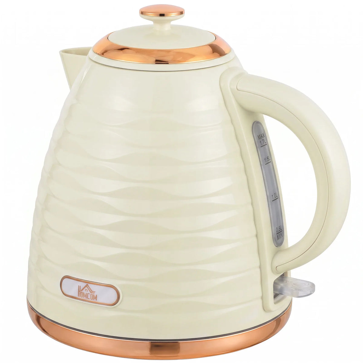 HOMCOM 3kW Rapid Boil Honeycomb Kettle, 1.7L with Boil-Dry Protection – Cream White