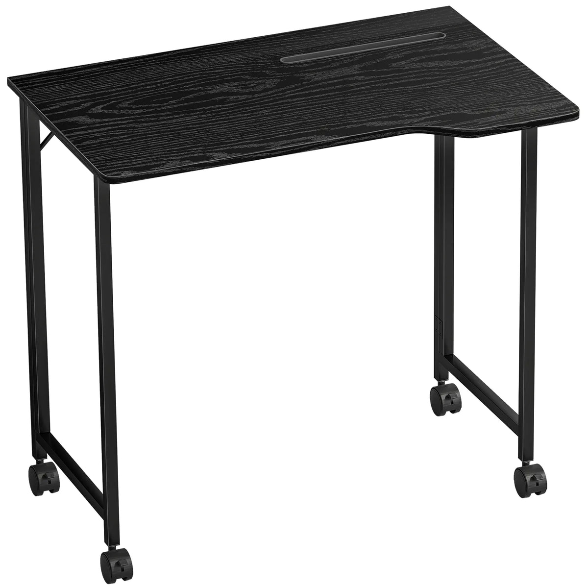 HOMCOM Folding Small Desk on Wheels – Space-Saving Computer Desk with Phone Slot, Black Wood Effect