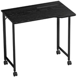 HOMCOM Folding Small Desk on Wheels – Space-Saving Computer Desk with Phone Slot, Black Wood Effect