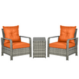 Outsunny Orange PE Rattan Garden Sofa Set - front view