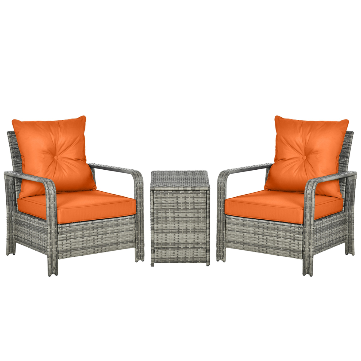 Outsunny Orange PE Rattan Garden Sofa Set - front view