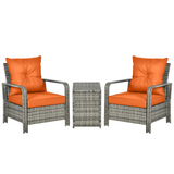 Outsunny Orange PE Rattan Garden Sofa Set - front view