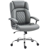HOMCOM Big and Tall Office Chair with Spring Cushion, 180kg Capacity – Padded Headrest PU Leather Desk Chair, Grey