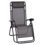 Outsunny Zero Gravity Garden Lounger with Padded Headrest – Folding Steel Frame Reclining Sun Chair