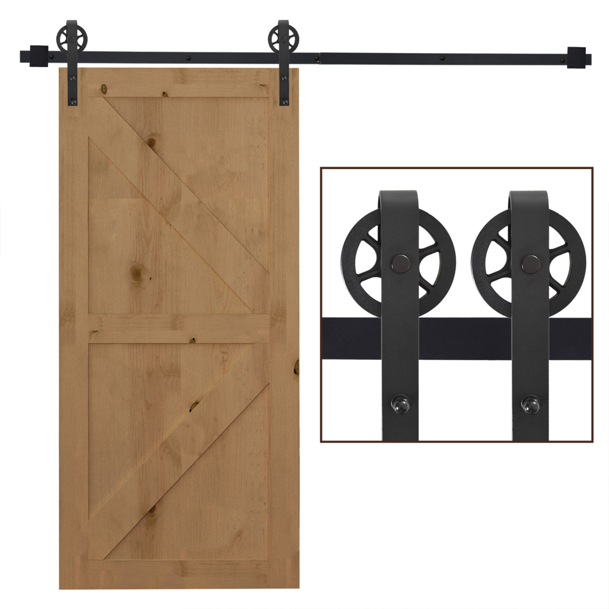 HOMCOM Sliding Barn Door Hardware Kit, 6.6ft – Carbon Steel Track for Doors up to 90kg