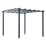 Outsunny 3 x 3m Metal Pergola with Grid Top & 8 Ground Stakes – Garden Plant Support Frame, Black