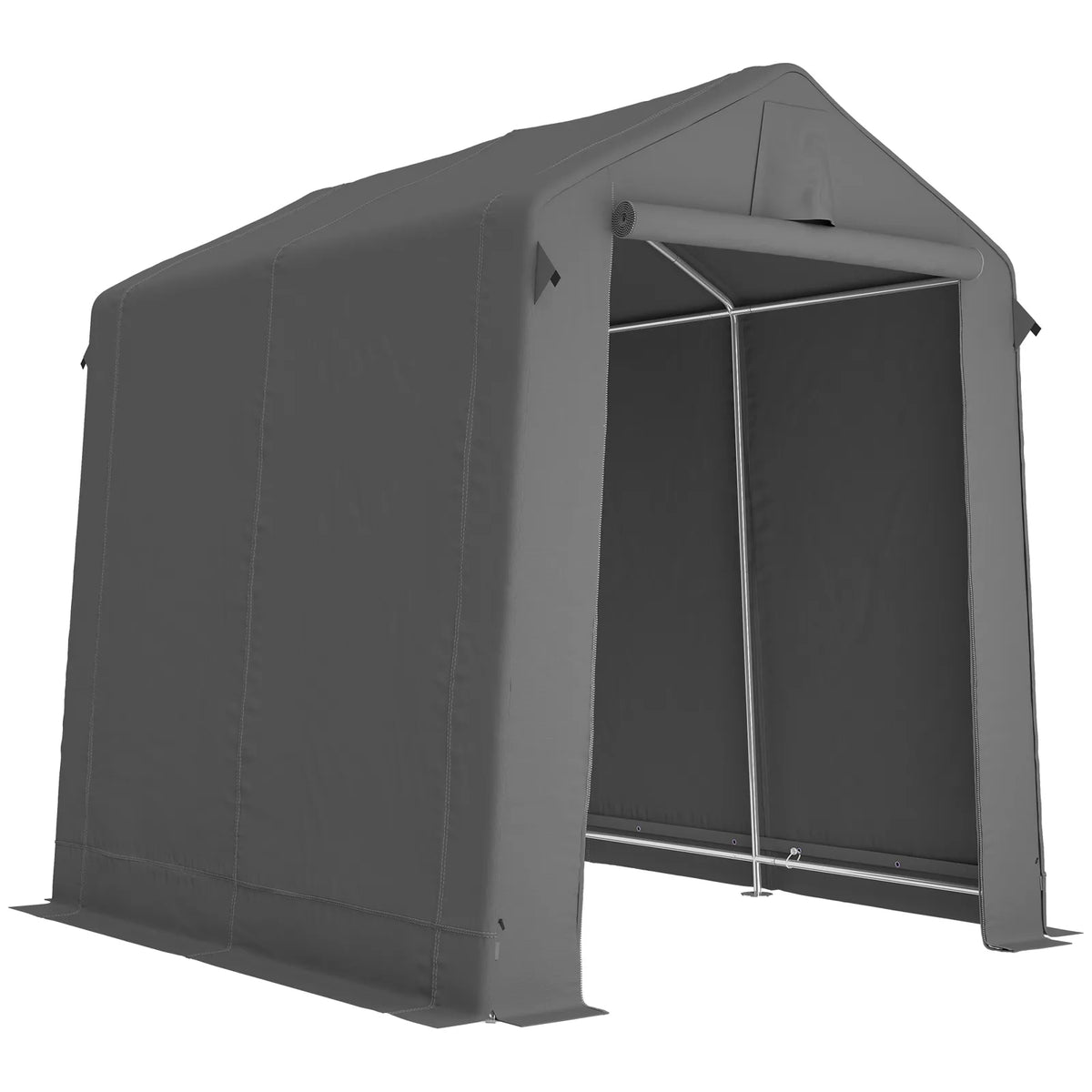 Outsunny 7.5 x 6.2ft Waterproof Garden Storage Tent – Bike Shelter with Roll-Up Zip Door and Vent, Dark Grey