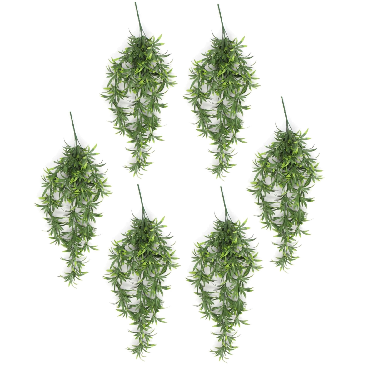 Pack of 6 x Hanging UV and Fire Resistant Artificial Fronded Thyme Plant 70cm