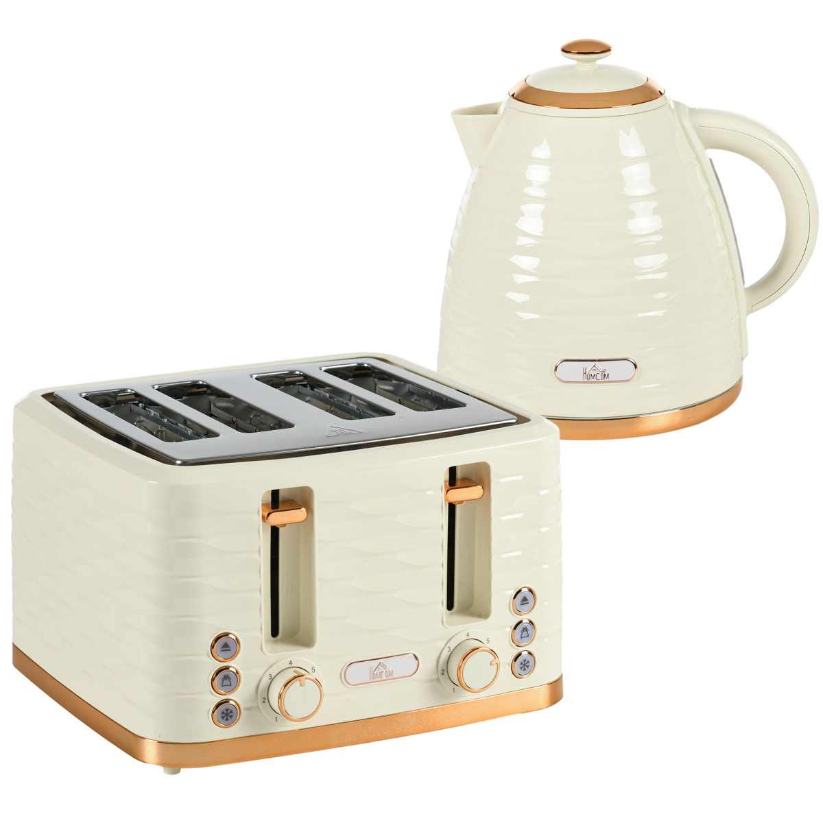 Beige kettle and toaster set
