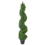 Leaf Design UK Artificial Boxwood Buxus Spiral Tower Topiary Tree, 120cm – Metal Top, Potted
