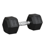 HOMCOM 12.5kg Single Rubber Hex Dumbbell with Knurled Steel Handle – Anti-Roll Hand Weight for Home Gym