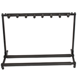 Rack Style Folding Guitar Stand for 7 Guitars and Basses – Tubular Display Holder, Black