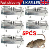 Heavy Duty Metal Tunnel Mole Traps, Set of 5 – Dual Entry Reusable Garden Mole Control, Silver