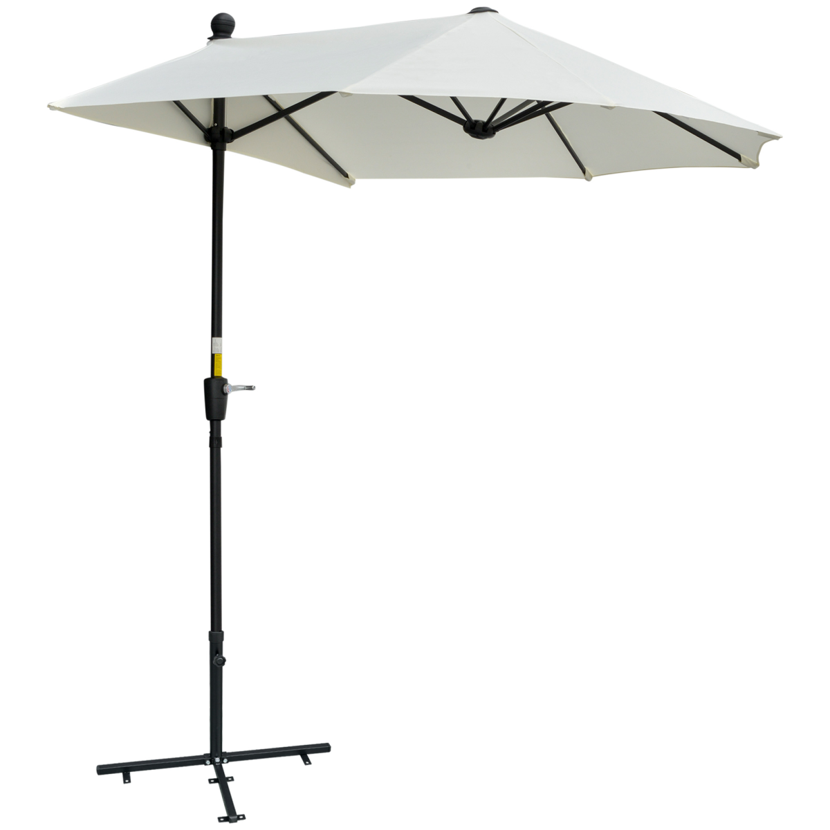 Outsunny 2m Half Parasol with Double Canopy, Crank Handle & Cross Base – Balcony & Patio Wall Shade, Cream White