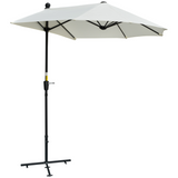 Outsunny 2m Half Parasol with Double Canopy, Crank Handle & Cross Base – Balcony & Patio Wall Shade, Cream White