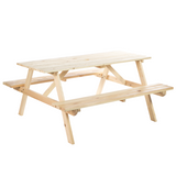 Outsunny 4-Seater Wooden Picnic Table Set with Parasol Cutout, Hand-Finished Fir Wood – Pub-Style Seating