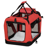 Pawhut Folding Soft Pet Carrier, 60 x 42 x 42cm – Portable Travel Bag with Fleece Bed for Small Dogs and Cats, Red