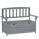 Outsunny 2-Seater Garden Storage Bench with Hidden 164L Compartment – Fir Wood Outdoor Seat, Dark Grey