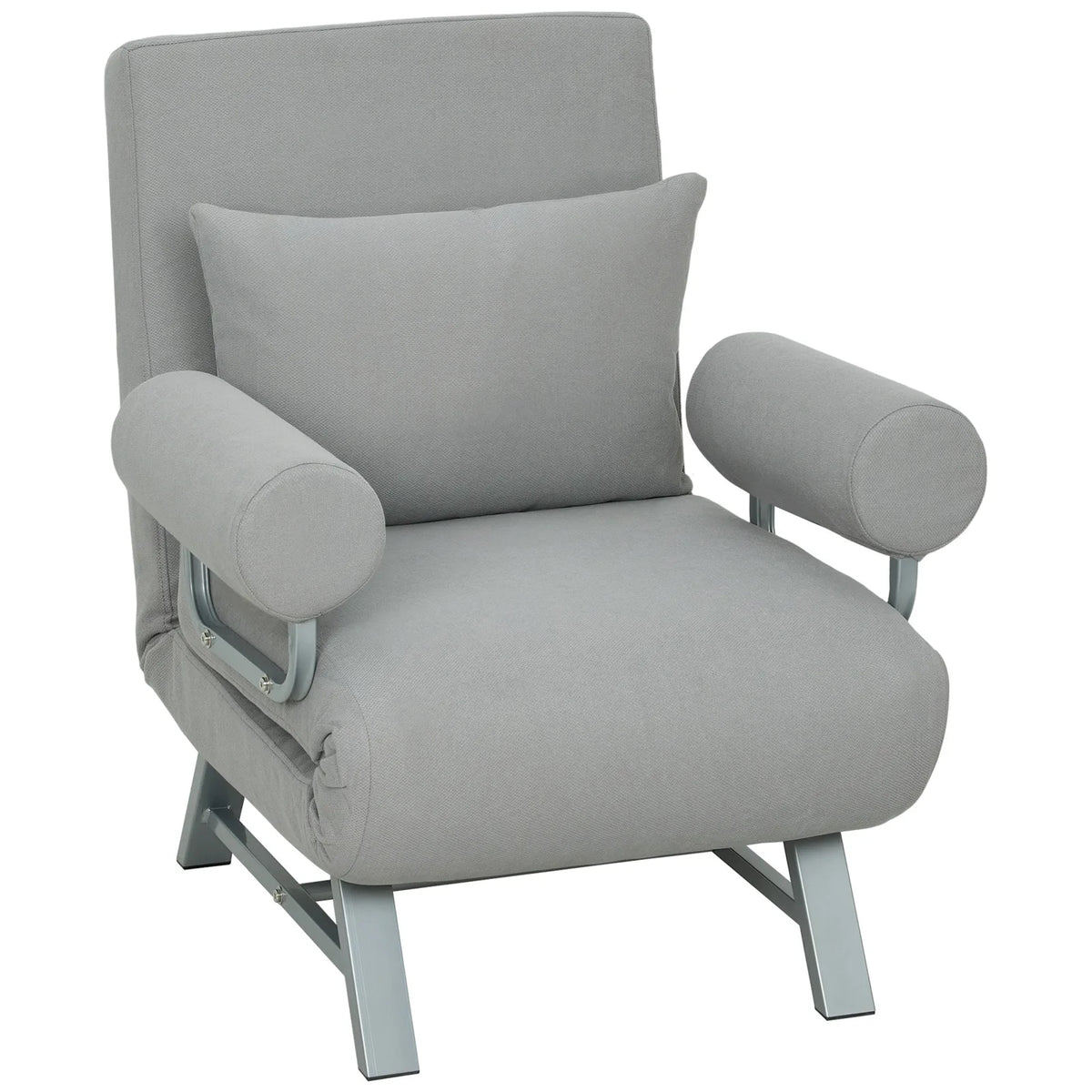 HOMCOM 3-in-1 Single Sofa Bed, Convertible Folding Chair Bed with Adjustable Backrest – Light Grey