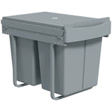 HOMCOM 40L Pull Out Under Sink Bin with 2 Removable 20L Compartments – Damped Glide Kitchen Recycling Bin, Grey
