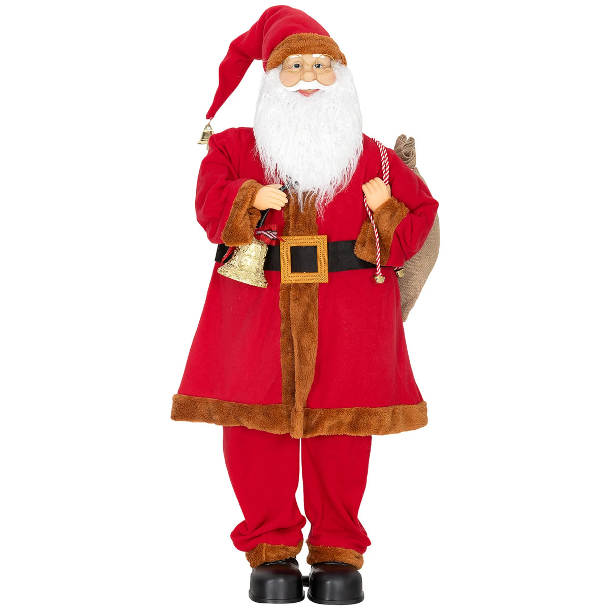 HOMCOM 4ft Singing Animated Santa Claus Figure with Waving Head – Sound Activated Christmas Decoration, Red