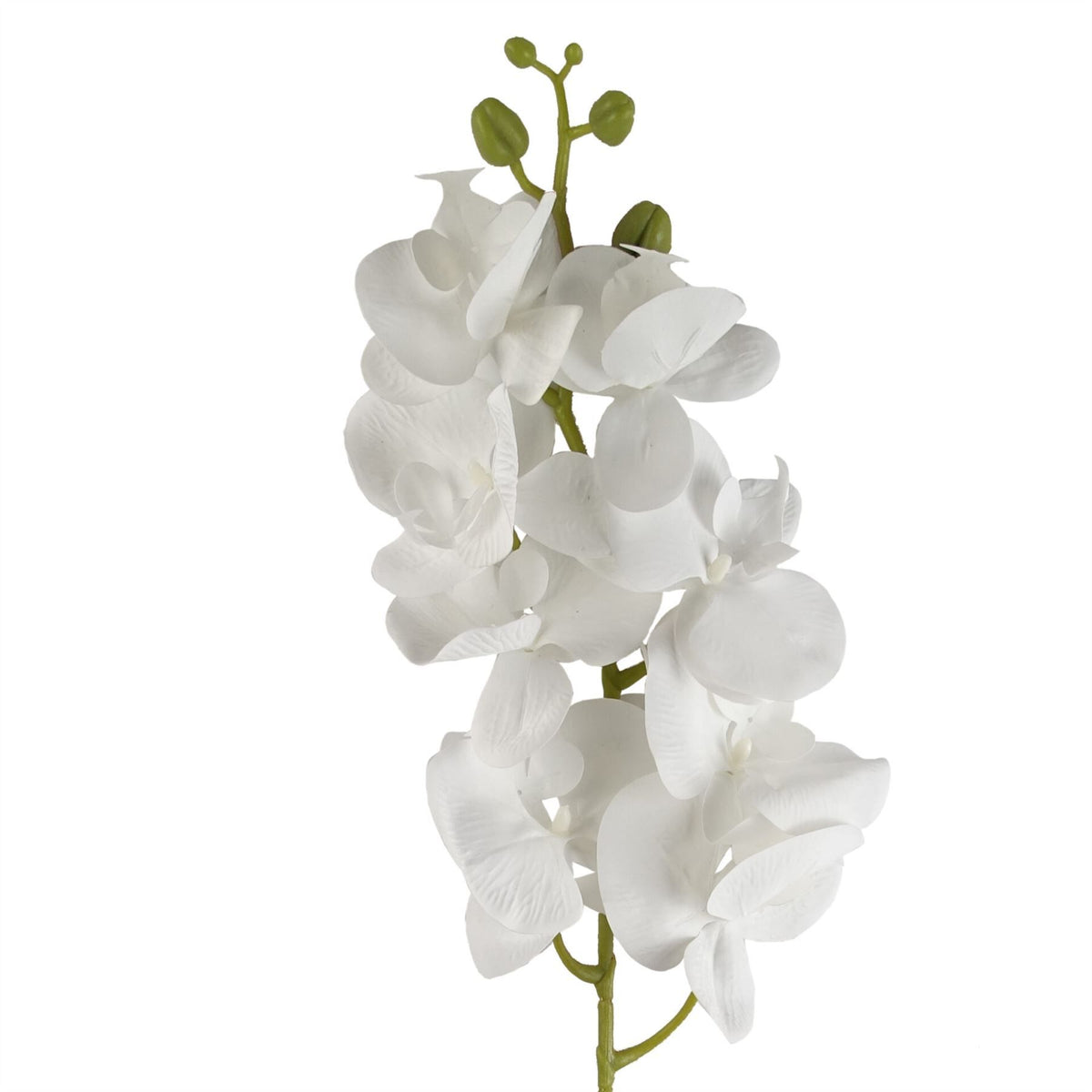 Leaf Artificial Phalaenopsis Orchid Stem with 7 Flowers & Wired Shapable Stem – Home Decor, White, 100cm