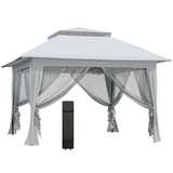 Outsunny 3.6x3m Foldable Pop-Up Party Canopy with Steel Frame, Mesh Sidewalls & Roller Bag